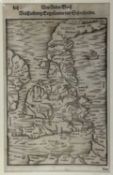 17th century engraved map of Britain, 29cm x 18cm, mounted