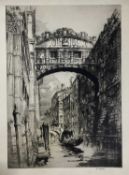 William Monk (1863-1937) three etchings - Bridge of Sighs, Venice, and two further etchings by the s