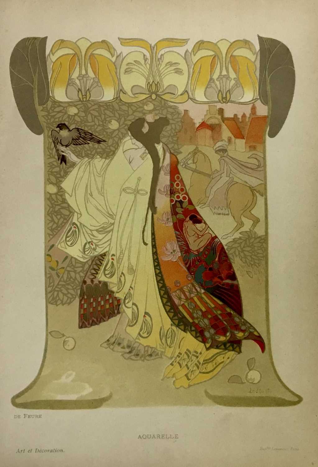 Georges De Feure, 1868-1943. Art Nouveau lithograph, “Aquarelle”. Lemereier, Paris