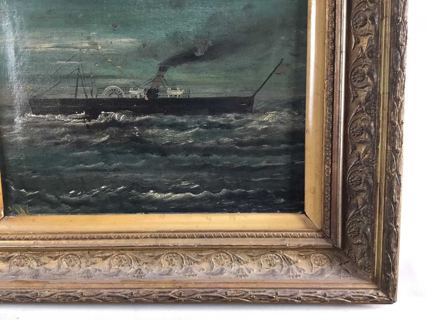 English School, 19th century, oil on canvas - a paddle steamer at sea, monogrammed, 23cm x 31cm, in - Image 5 of 7