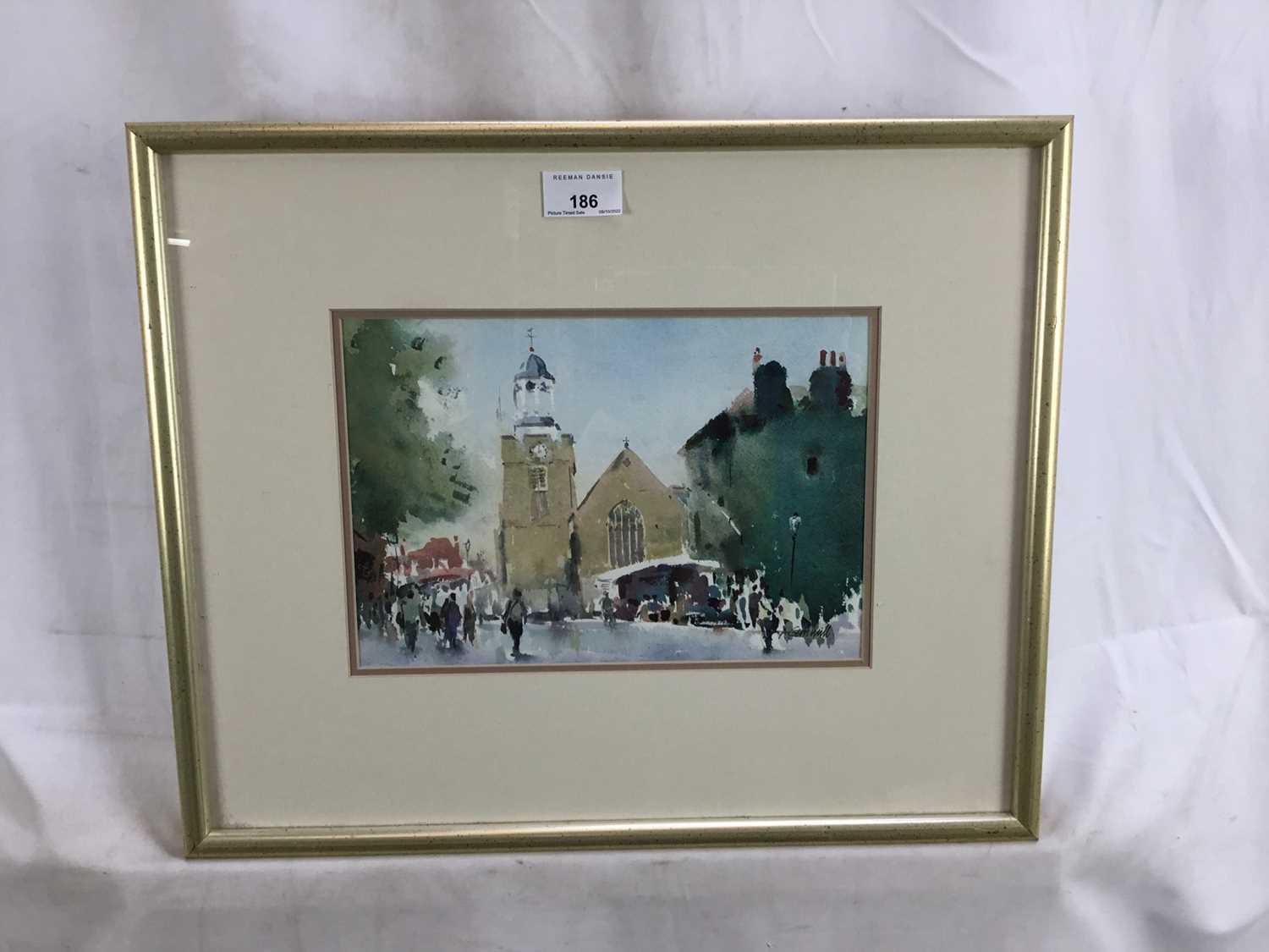 Andrew Gemmill, contemporary, watercolour - Market Day, Lymington, signed, in glazed frame Provena - Image 2 of 5