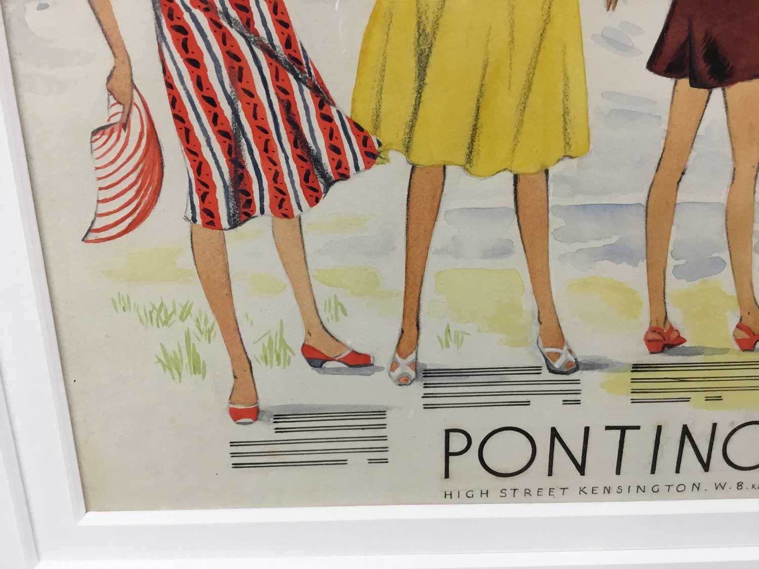 Art Deco original watercolour advert for Pontings department store, High Street Kensington - Image 5 of 7
