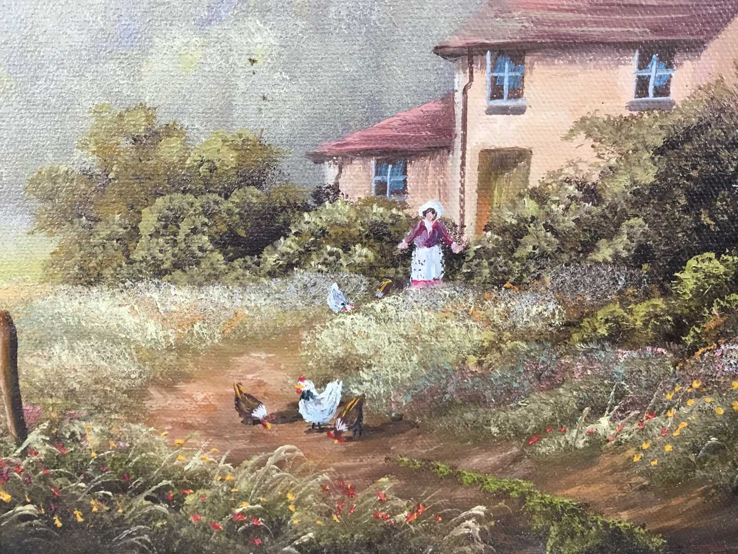 Terence Grundy (b.1956), oil on canvas country cottage in gilt frame - Image 6 of 7