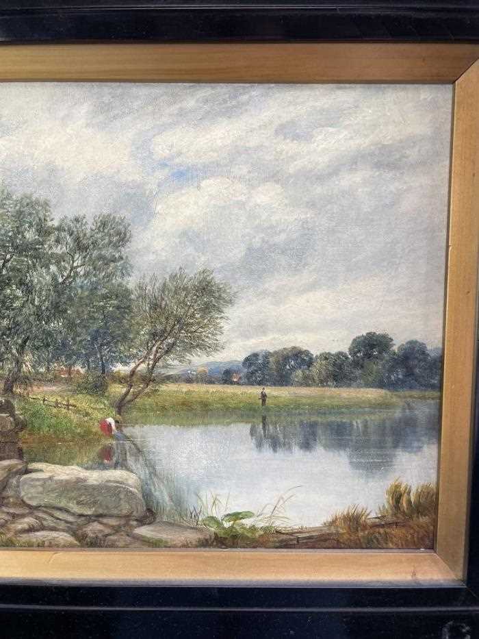 William Beatty Brown (1831-1909) oil on panel - river Landscape, signed, inscribed verso and dated 1 - Image 3 of 8
