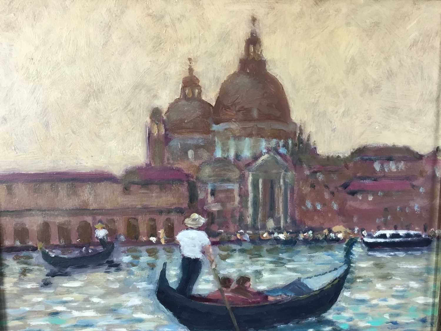 David Baxter (b.1942) oil on board - The Grand Canal Venice, signed, 24cm x 29cm, framed - Image 3 of 5