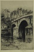 E. Hedley FITTON (1859-1929), etching of Pont Marie, Paris, signed in pencil, framed and glazed