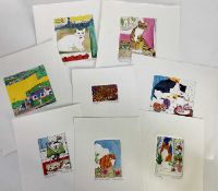 D Sandham (Contemporary) eight various hand coloured etchings, cats, each signed inscribed and numbe