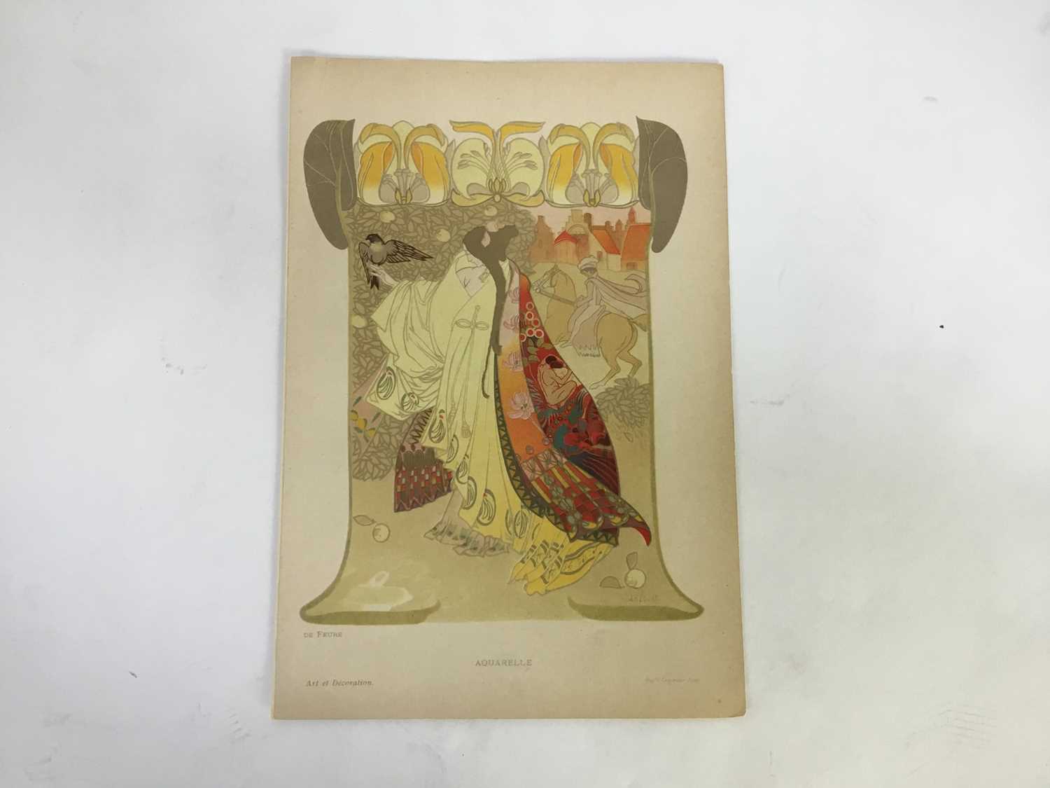 Georges De Feure, 1868-1943. Art Nouveau lithograph, “Aquarelle”. Lemereier, Paris - Image 2 of 3