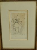 Samuel Prout (1783-1852) pencil sketch of a horse in harness, 18cm x 11cm, in glazed gilt frame
