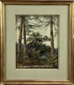 The Bishop of Uganda, watercolour - wooded landscape, label verso, 18cm x 14cm, in glazed gilt frame