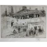 William Walcott (1874-1943) etching, The First Temple to Jupiter Capitolino, Rome, 15cm x 19cm, Live