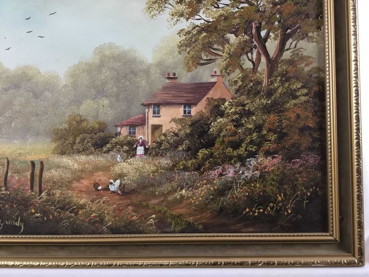 Terence Grundy (b.1956), oil on canvas country cottage in gilt frame - Image 3 of 7