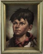 Italian School 20th Century Head and shoulders study of a boy, oil on canvas, indistinctly signe