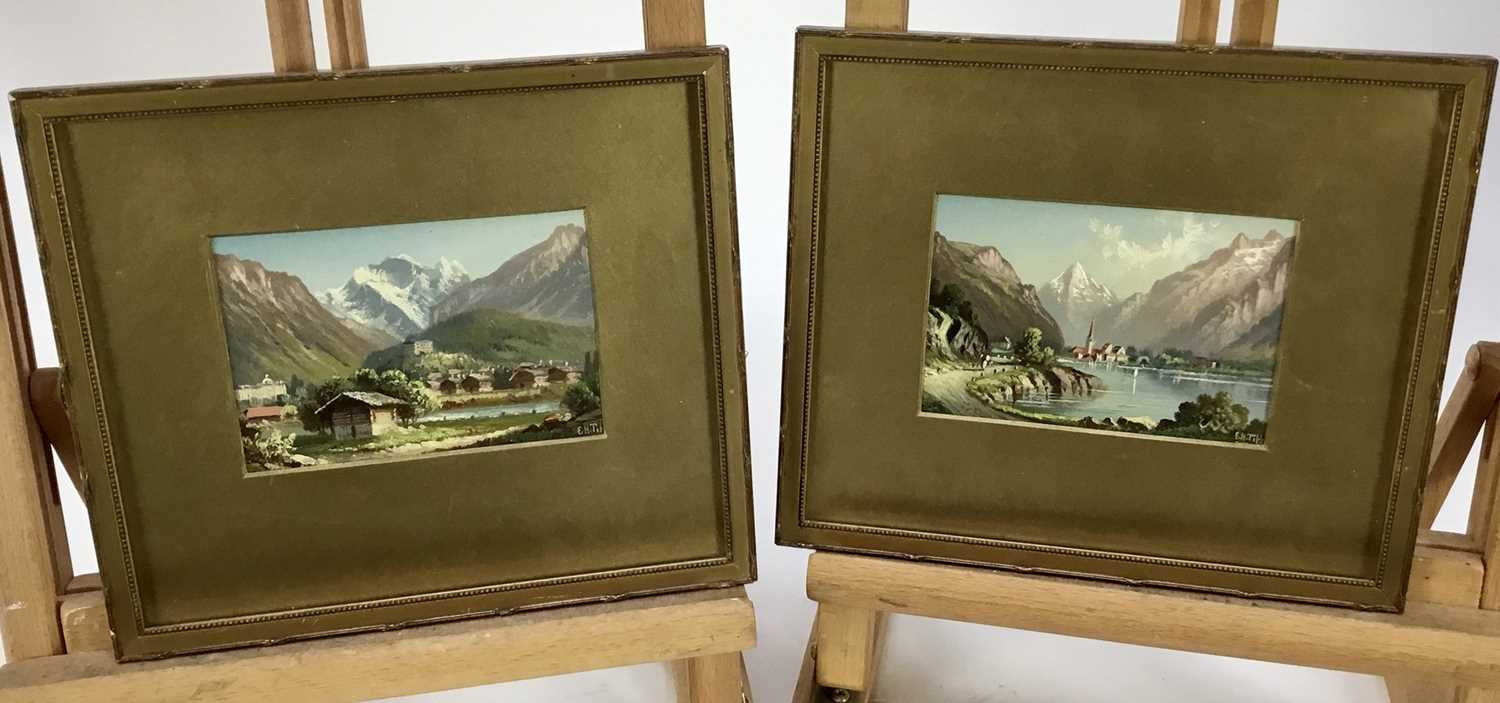 Pair of Alpine oil on board studies in the manner of Sattler (indistinctly signed)