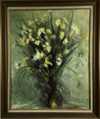 English School, mid 20th century, oil on canvas - still life summer flowers, 80cm x 64cm, framed
