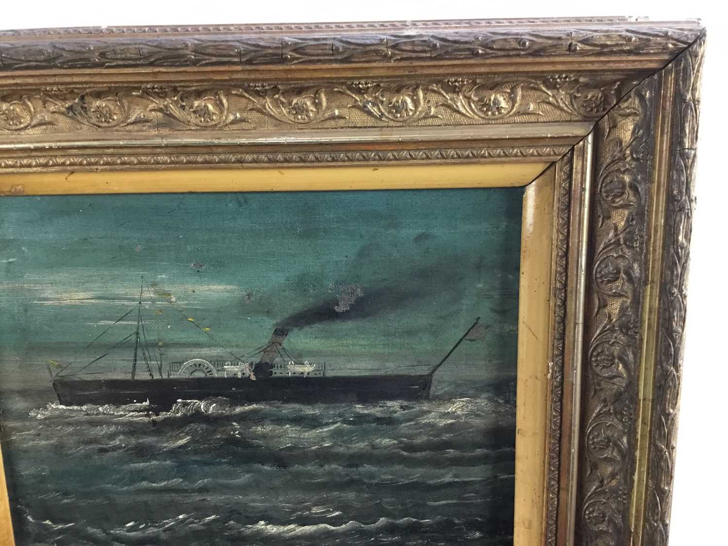 English School, 19th century, oil on canvas - a paddle steamer at sea, monogrammed, 23cm x 31cm, in - Image 4 of 7