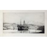 Four various marine prints, Harold Wyllie 'The Hulk Implaceable' 1800, signed, 24cm x 48cm, G. Hunt