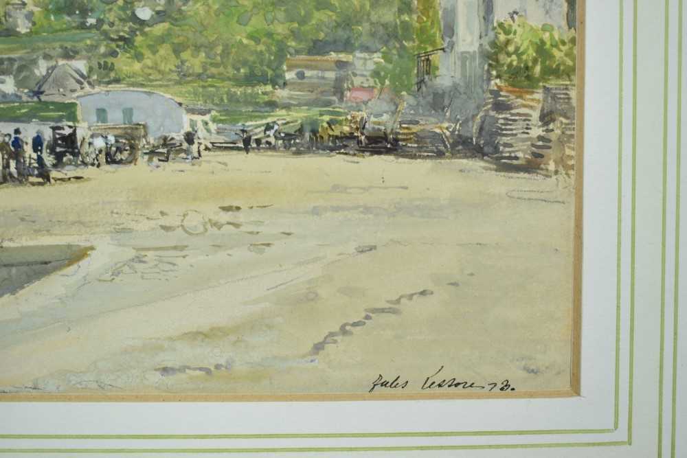 Jules Lessore (French, 1849-1892) watercolour - French Harbour, signed and dated '73, 20cm x 27cm, m - Image 3 of 4