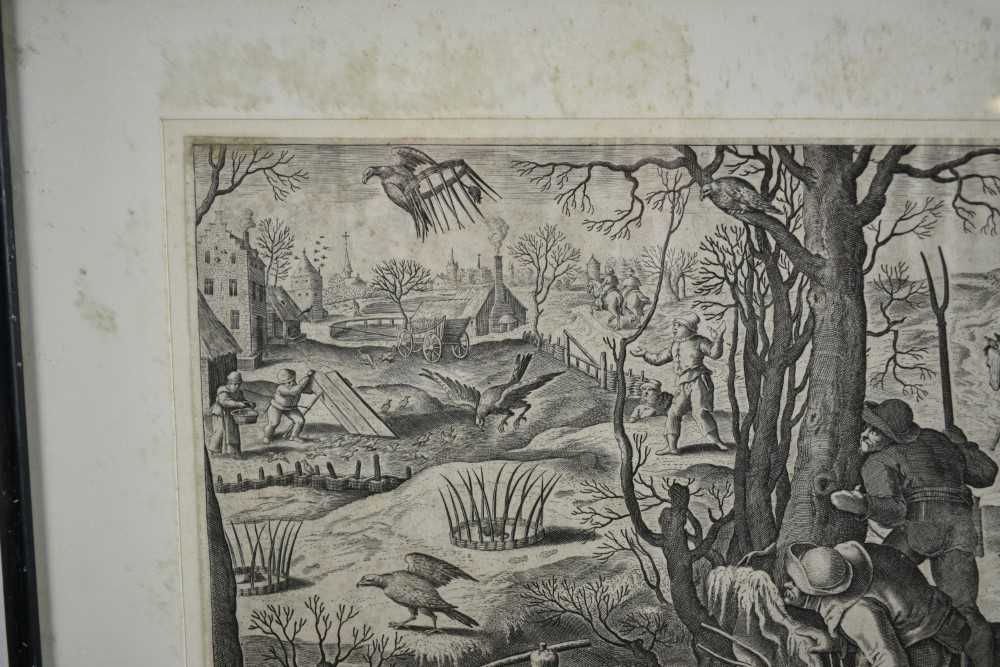 Philips Galle (1537-1612) pair of engravings after Stradanus - Hunting scenes, 22cm x 27cm, in glaze - Image 13 of 14