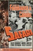 Original 1940’s film Poster, Paramount Pictures “Safari”, featuring Douglas Fairbanks Jr. and Madeli