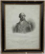 Early 19th century stipple engraving, portrait of James, Lord Gambier, Admiral of the Blue, publishe