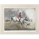Henry Wilkinson (1921-2011) signed limited edition coloured etching - Hunting scene, 132/150, 28cm x
