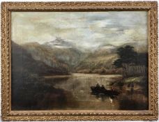 19th century oil on canvas - Highland landscape, 39.5cm x 55cm in gilt frame