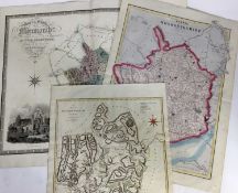 Three antique hand coloured maps of Monmouthshire, published by Greenwood, Stockdale and Weller, unf