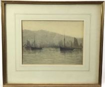 P.A. Beale, Devonshire school, circa 1900, 'Misty morning, trawlers at Brixham', signed