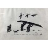 Thomassie Echaluk (Inuit 1935-2011) stonecut print signed and titled in pencil