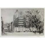 William Walcot (1874-1943) signed etching and aquatint - A Corner of Berkeley Square, 21.5cm x 28cm,