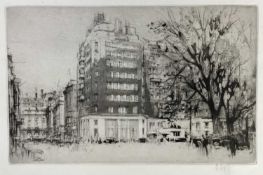 William Walcot (1874-1943) signed etching and aquatint - A Corner of Berkeley Square, 21.5cm x 28cm,