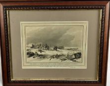 Antique military engraving in glazed frame - 'The Retreat of The French Grand Army from Moscow, Inte