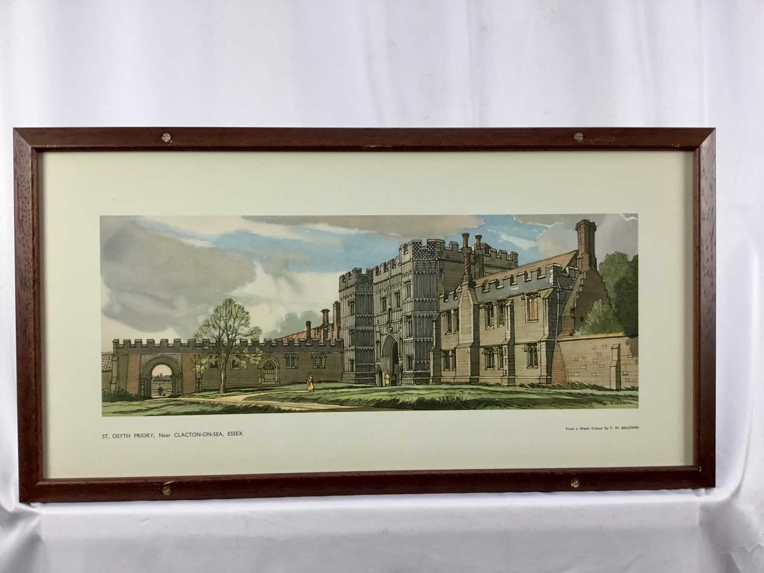 Original Railway Carriage Print/ Poster: "ST OSYTH PRIORY, NEAR CLACTON, ESSEX”. Artwork by Fred W B - Image 3 of 6