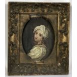 After Guido Reni, oil on panel - portrait of Beatrice Cenci, 17cm x 13cm, in gilt frame