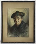 Raeburn Dobson watercolour - Portrait of a Gentleman with Tartan cap signed and dated '24