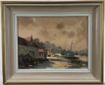 Charles Smith 1918-2003) oil on board - Burnham Overy Staithe, signed and dated '81, framed