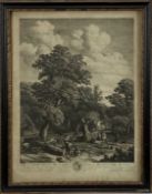 18th century engraving "Les Chasseurs Sortant de la Forest", J. Moyreau after Wouvermans, published