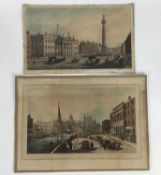 Samuel Fred Brocas (1792-1847) hand coloured engravings - Dublin, View of the Post Office and View o