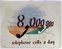 GPO original poster by Pat Keely (d. 1970), 1946 titled 8 Million Telephone Calls a Day Printed fo