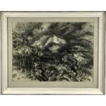 Gabriel White (1902-1988) charcoal on paper, Spanish landscape