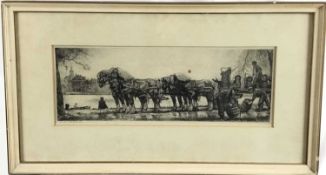 Willem G Hofker ( Dutch 1902-1981) etching - signed in pencil, 16.5cm x 44cm in glazed frame