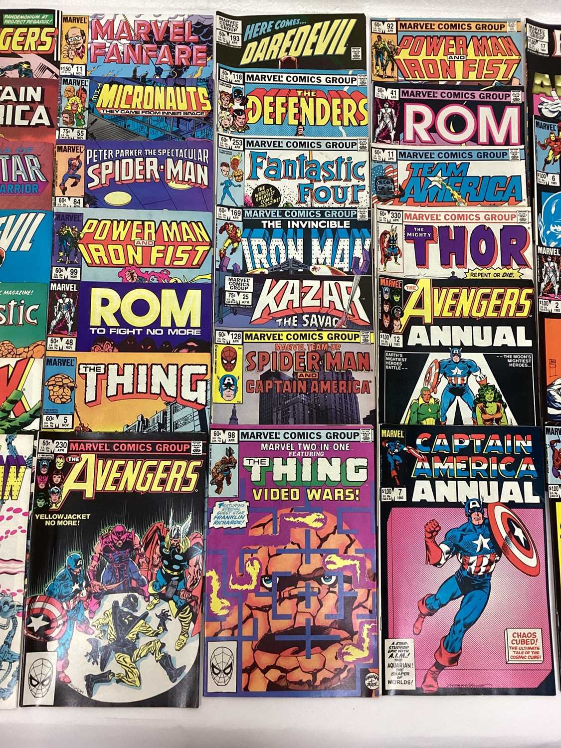 Box of Marvel comics mostly 1980's. To include The Avengers, Hawkeye, Power man and iron fist, Moon - Image 3 of 15