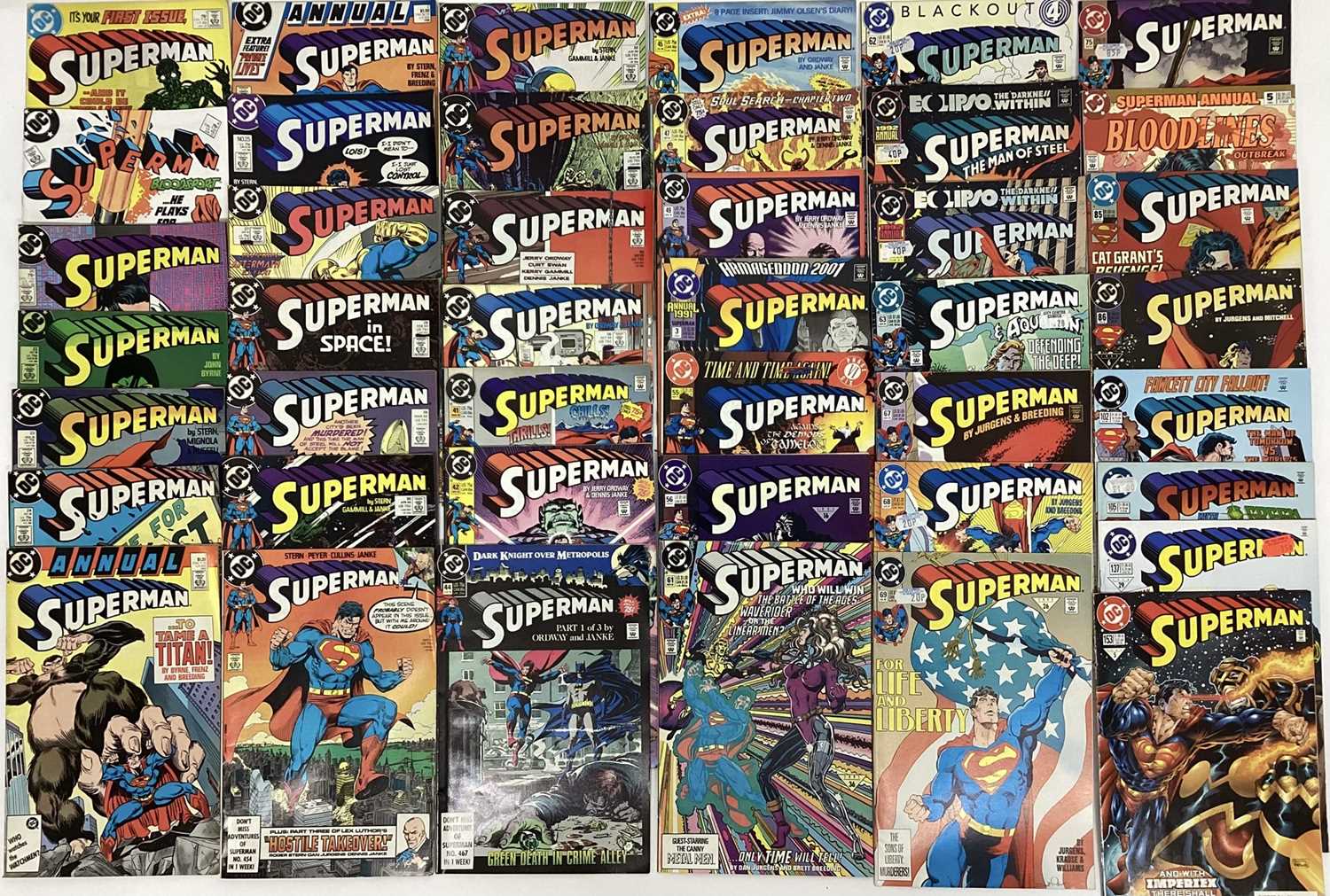 Large quantity of 1980's and 90's DC Comics, Superman to include #1, #4 1st appearance of Bloodsport