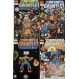 Marvel comics The Infinity Gauntlet, issues 1, 3, 4 and 6. First issue includes Thanos and avengers.