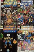 Marvel comics The Infinity Gauntlet, issues 1, 3, 4 and 6. First issue includes Thanos and avengers.