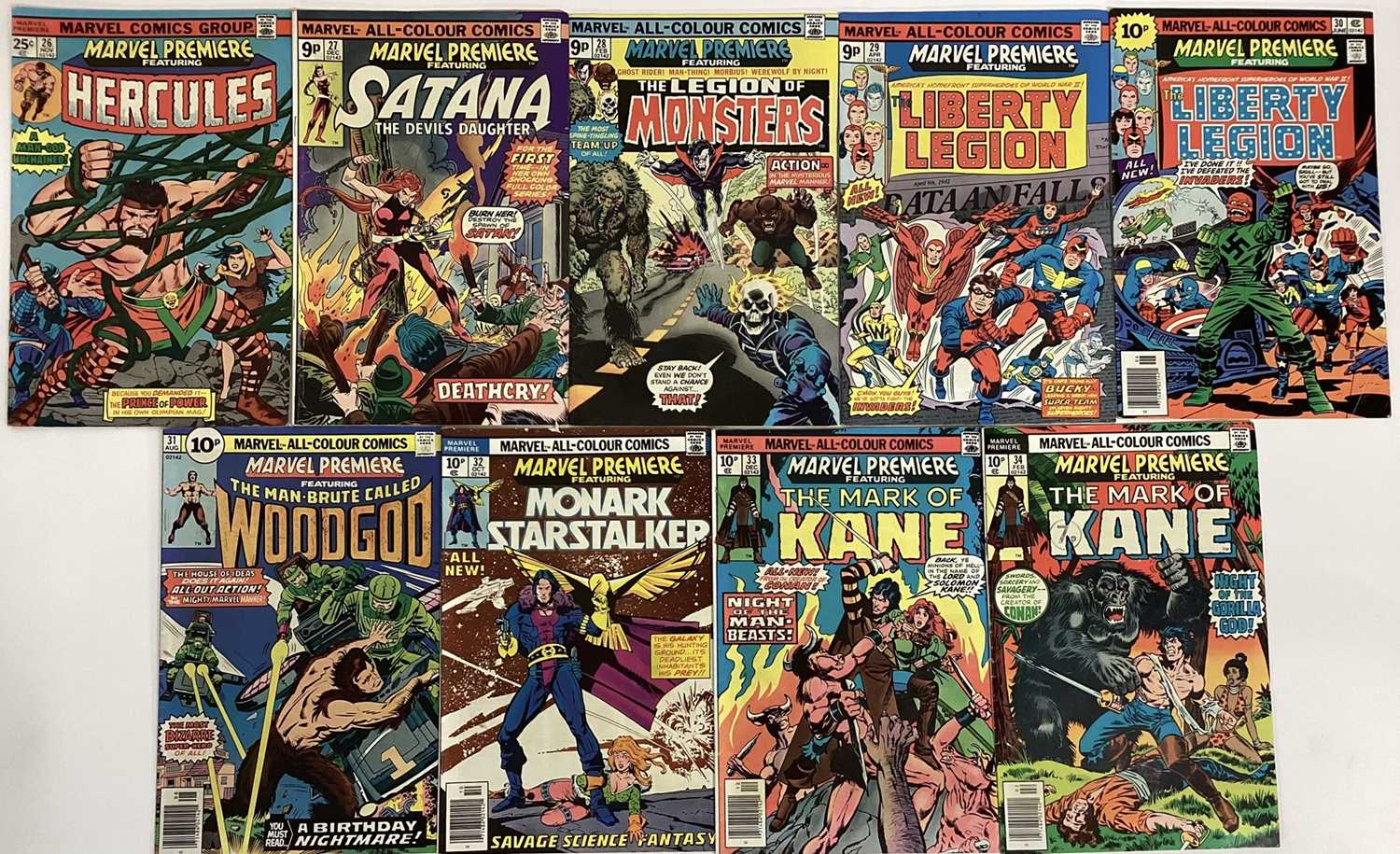 Marvel comics Marvel Premier 1975 and 1976. Issues 26, 27, 28, 29, 30, 31, 32, 33 and 34. Issue 28 i