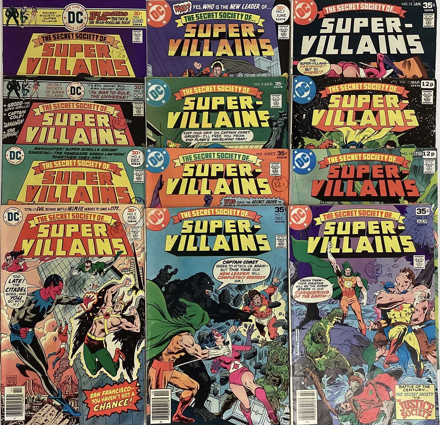 Twelve DC Comics 1970's The Secret Society Of Super Villains #1 #3 #4 #5 #7 #8 #10 #11 #12 #13 #14 #