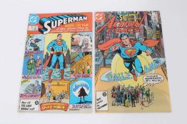 Two 1986 DC Comics, Superman in the historic last issue #423. Superman starring in Action Comics #58