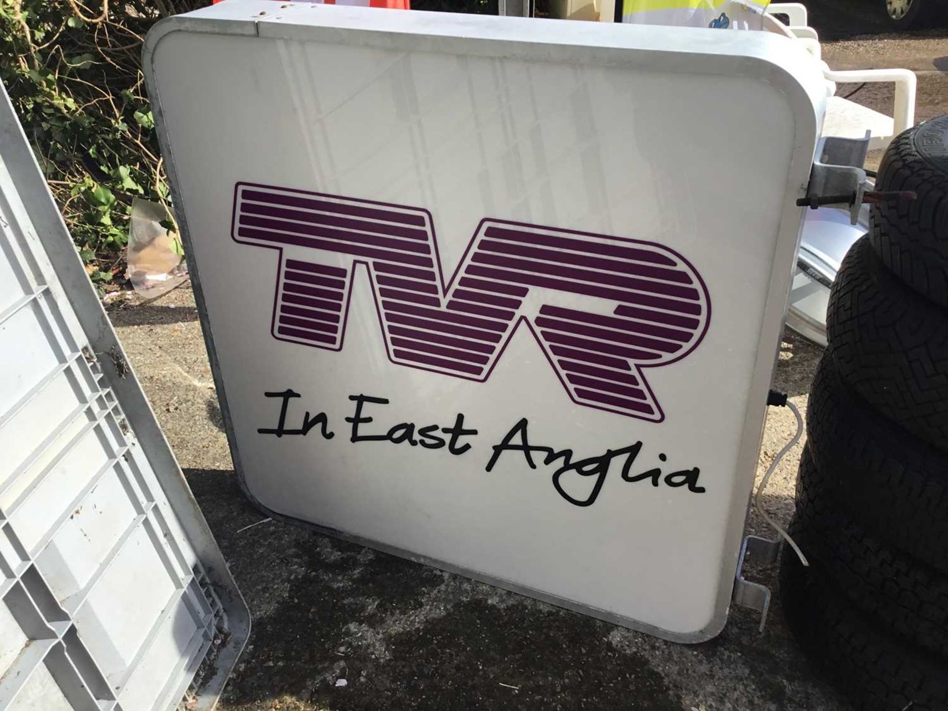 TVR main agent 'In East Anglia' double sided illuminated hanging sign 98 x 98 cm